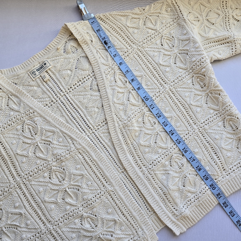 Fat Face Annabelle Cream Patchwork Cotton Crochet Open Cardigan Sweater Size 14 - Picture 5 of 8